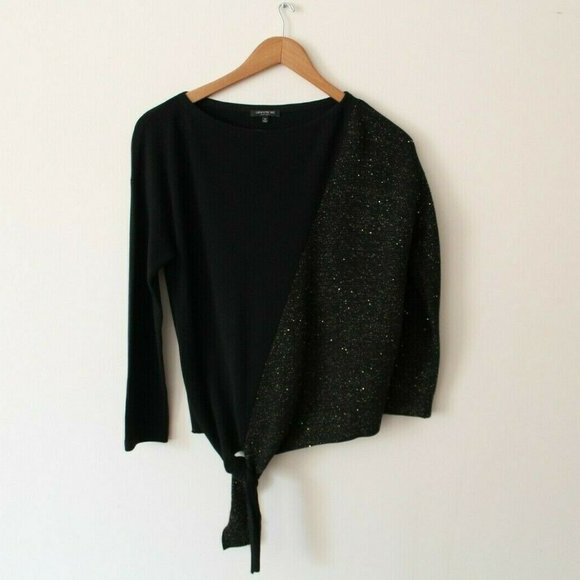 Lafayette 148 Tie- Front Silk-Blend Pullover Sweater Metallic Gold Size Small - Picture 5 of 11